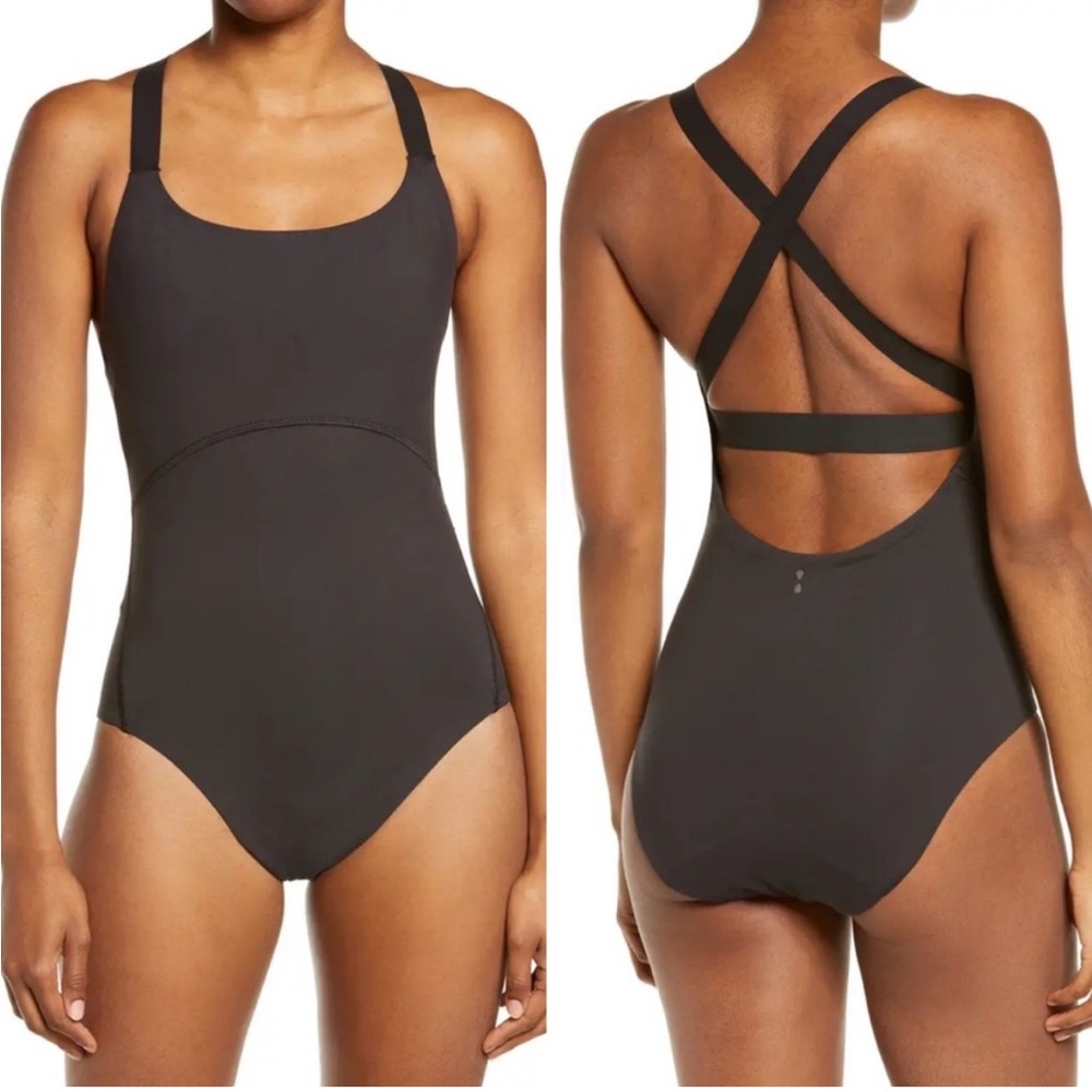 Thinx Black Cross-Back One-Piece Leotard